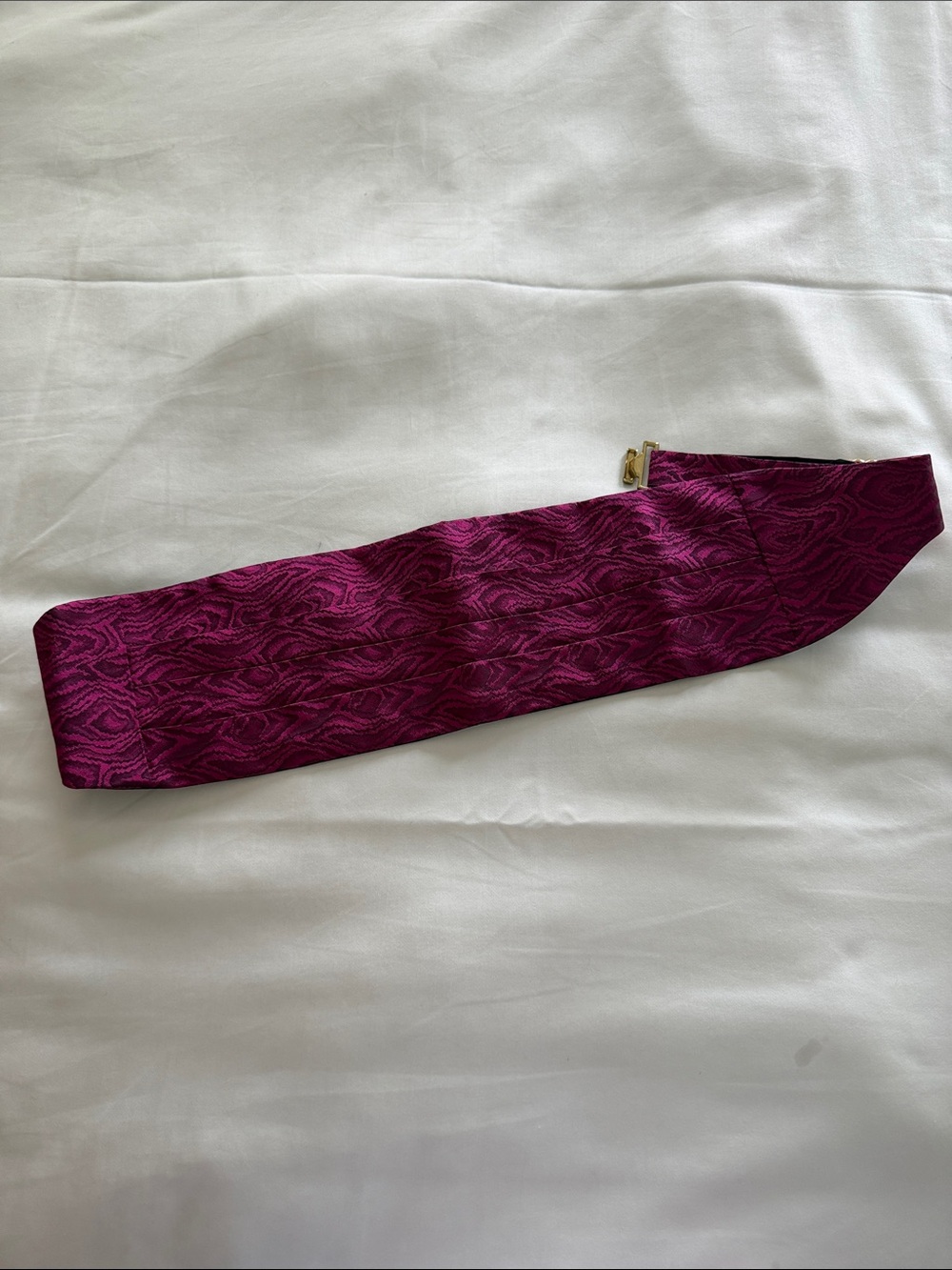 Dior Silk Cummerbund in Rich Fuchsia with Gold Accent